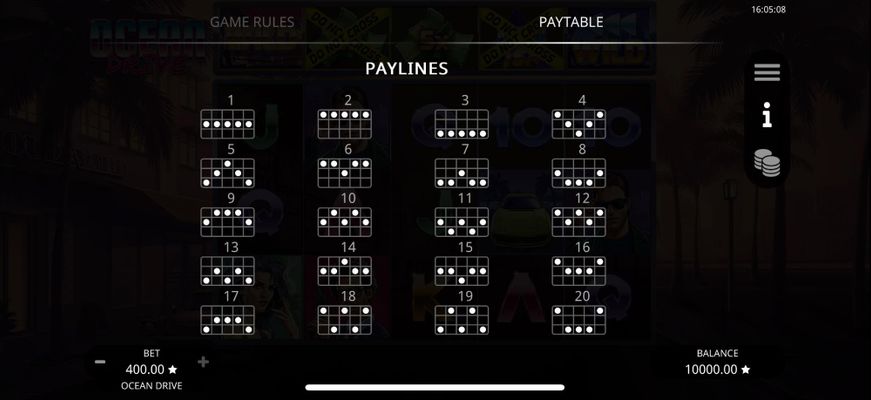 Paylines 1-20