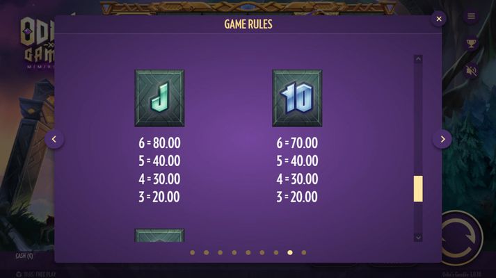 Low Value Symbols Paytable