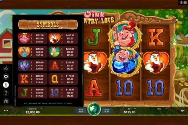 Slot game symbols paytable