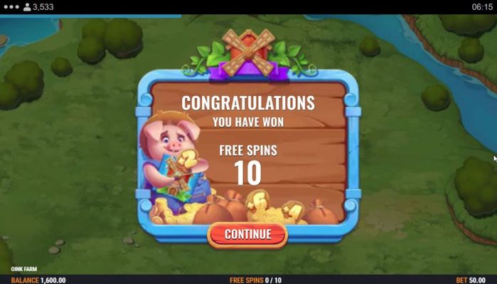 10 Free Spins Awarded