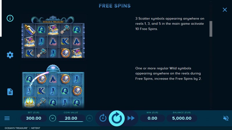 Ocean's Treasure :: Free Spins Rules