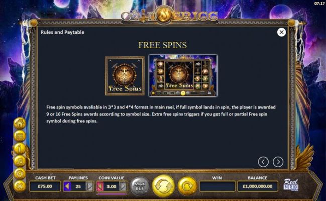 Odin and Frigg :: Free Spins Rules