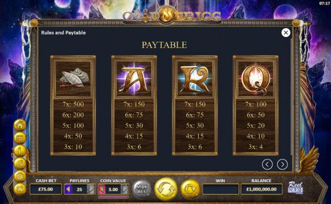 Paytable - Medium Value Symbols