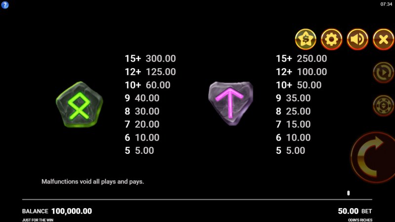 Paytable - Low Value Symbols