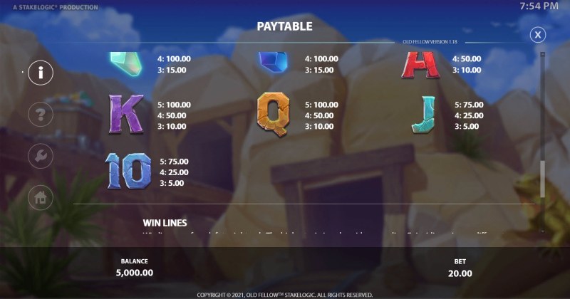 Paytable - Low Value Symbols