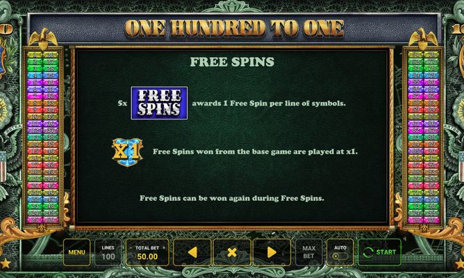 One Hundred To One :: Free Spins Rules