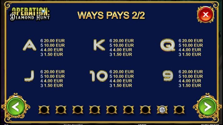 Paytable - Low Value Symbols