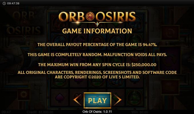 Orb of Osiris :: General Game Rules