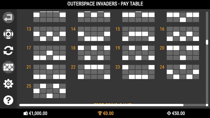 Outerspace Invaders :: Paylines 13-25