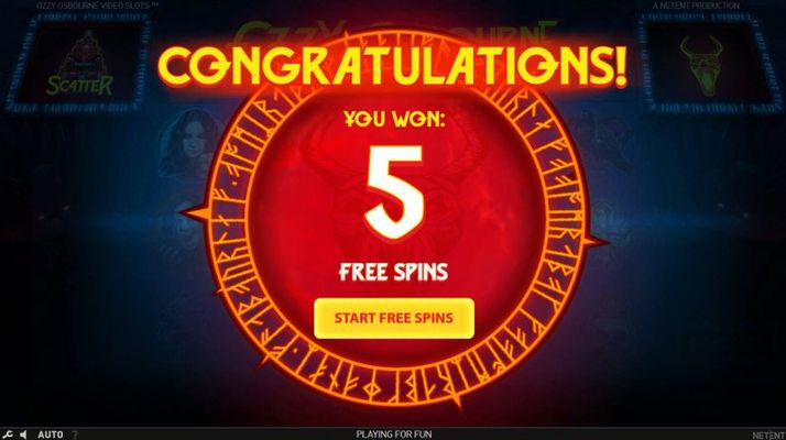 5 free spins awarded