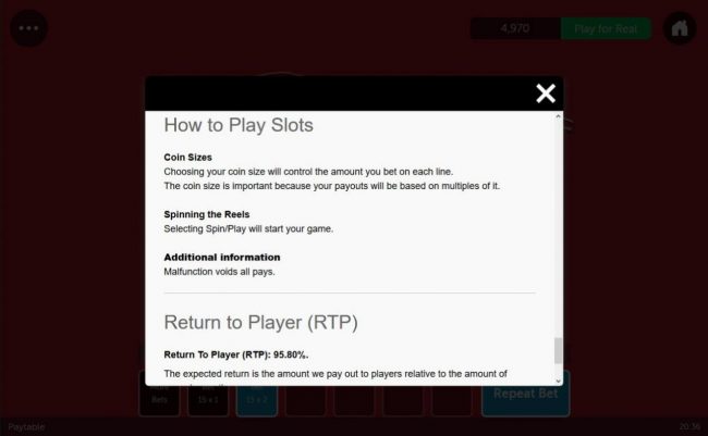 General Game Rules - The theoretical average return to player (RTP) is 95.80%.