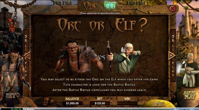 You may select to be either Orc or the Elf when you enter the game.