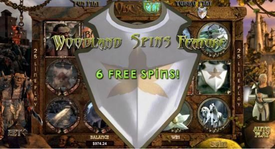 woodland spins feature triggered 6 free spins awarded