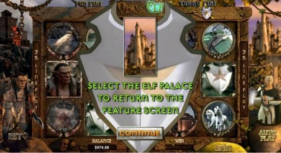 select the elf palace to return to the feature screen