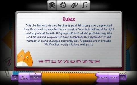 General Game Rules and Payline Diagrams 1-10