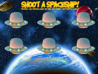 bonus feature game board - shoot a spaceship to earn prizes