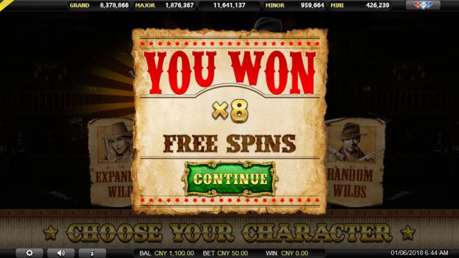 8 Free Spins Awarded