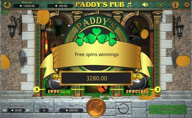 Free Spins feature pays player a total of 3,280.00