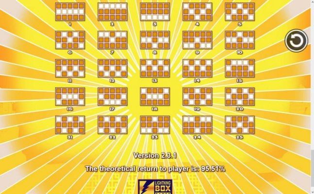 Payline Diagrams 1-25. The theoretical RTP of this game is 95.51%