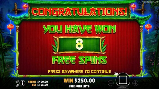 8 Free Spins Awarded