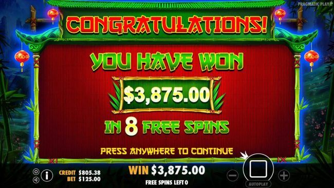 Total free spins payout 3875 coins