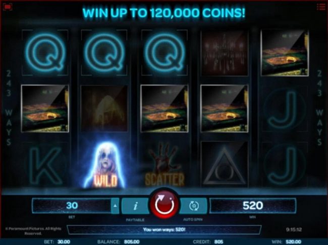 A five of a kind triggers a 520 coin big win!