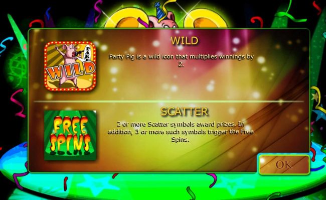 Game features include: Wild and Free Spins Scatters