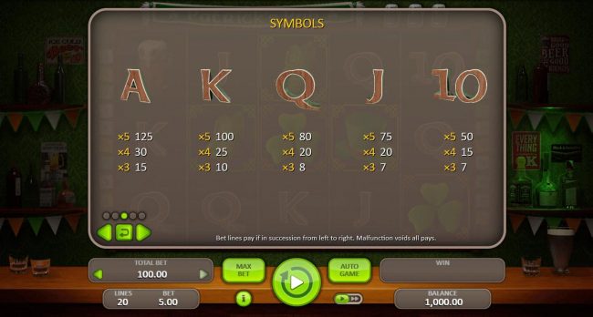 Low value game symbols paytable