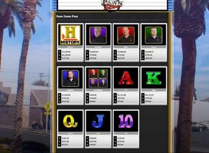 Slot game symbols paytable