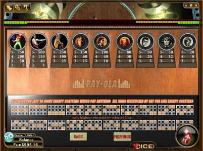 slot game symbols patable and 20 payline diagrams