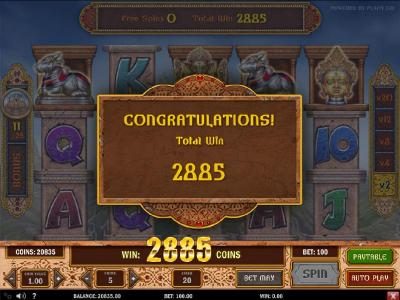 Free Spin Bonus feature pays out at total 2885 coins for a mega win!