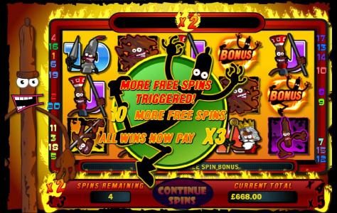 Free spins can be re-triggered during the free spins feature