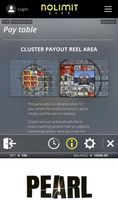 Cluster Payout Reel Area