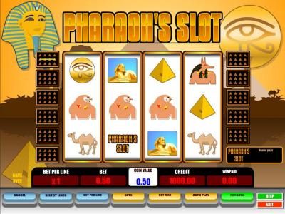 main game board featuring five reels and eleven paylines. win up to 3125 coins when you play max bet