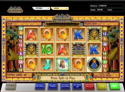 Pharaoh's Treasure slot game main game board