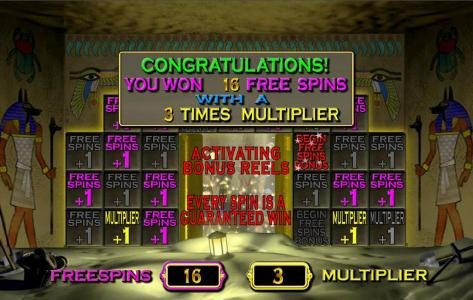 we were able to win a total of 16 free spins with a 3x multiplier