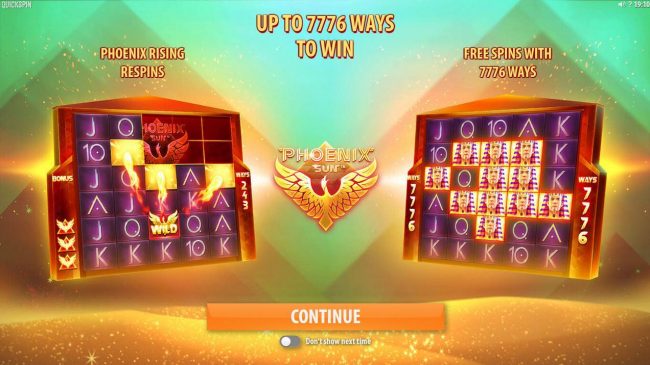 Game feature up to 7776 ways to win, Phoenix Rising respins and Free spins with 7776 ways.