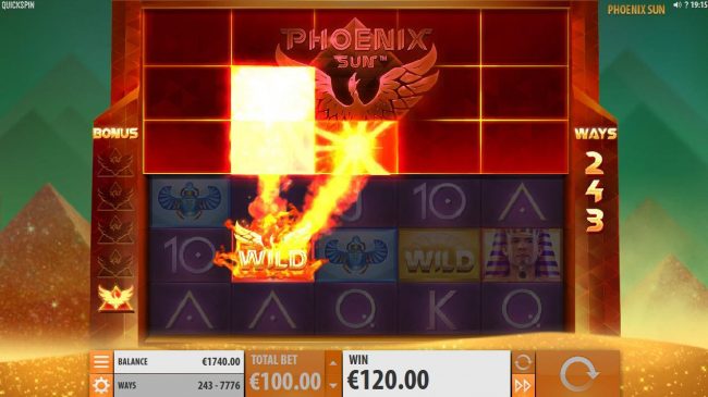 Phoenix Wild will randomly remove three tiles from above.