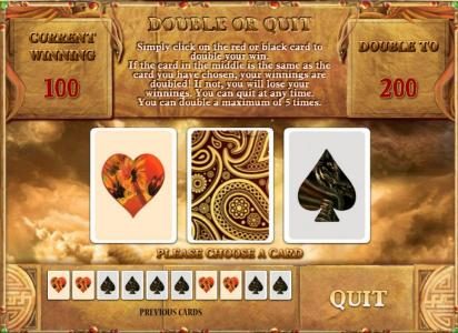 double or quit gamble feature - game board