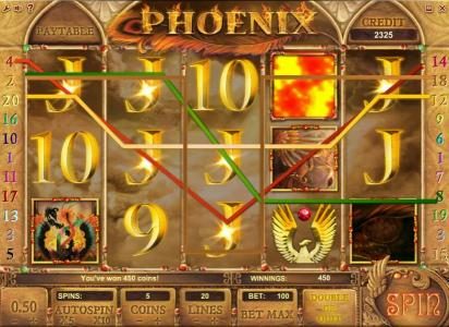 multiple winning paylines triggers a 450 coin jackpot