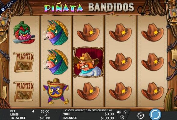 Main game board featuring five reels and 10 paylines with a $200 max payout.