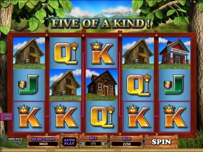 five of a kind triggers a 2250 coin jackpot
