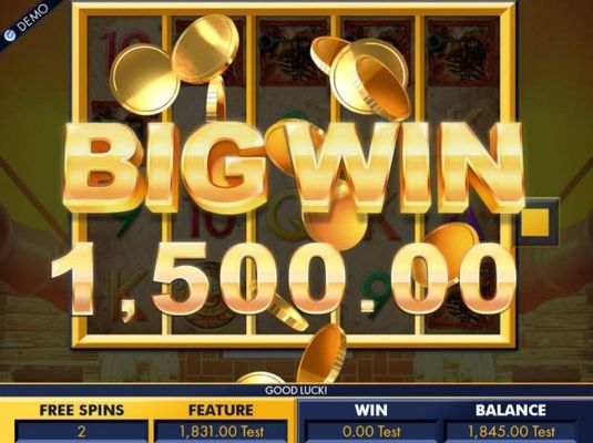 A 1,500.00 big win during the free spins feature.