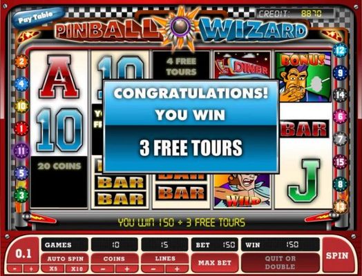 Three free spins awarded.