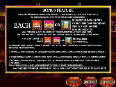 bonus feature rules