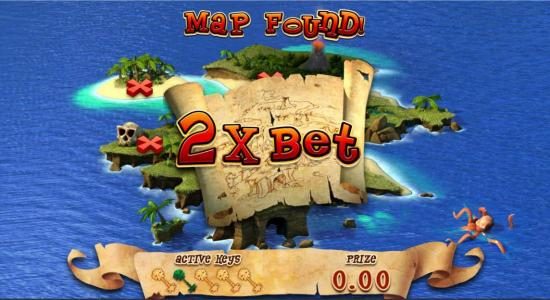 Treasure map found and a 2x multiplier is awarded.