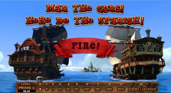 Click on fire to begin the bonus round. Sink opposing ships to move up the prize ladder.