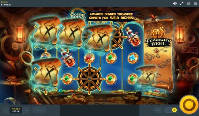 Collect treasure maps during normal game play to win bonus reel