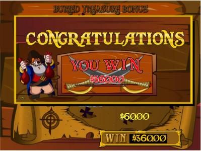 The Buried Treasure Bonus Game Pays Out a Total of $360 for a big win.