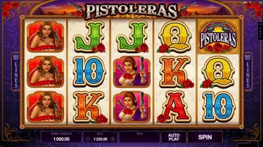Main game board featuring five reels and 25 paylines with a $550,000 max payout